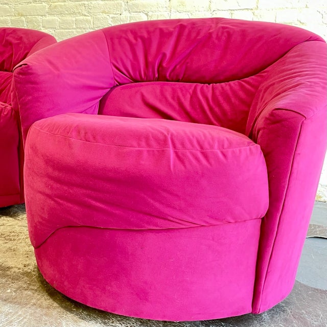 1980s Pink Postmodern Swivel Lounge Chair / Armchair, C. 1980's For Sale - Image 5 of 13