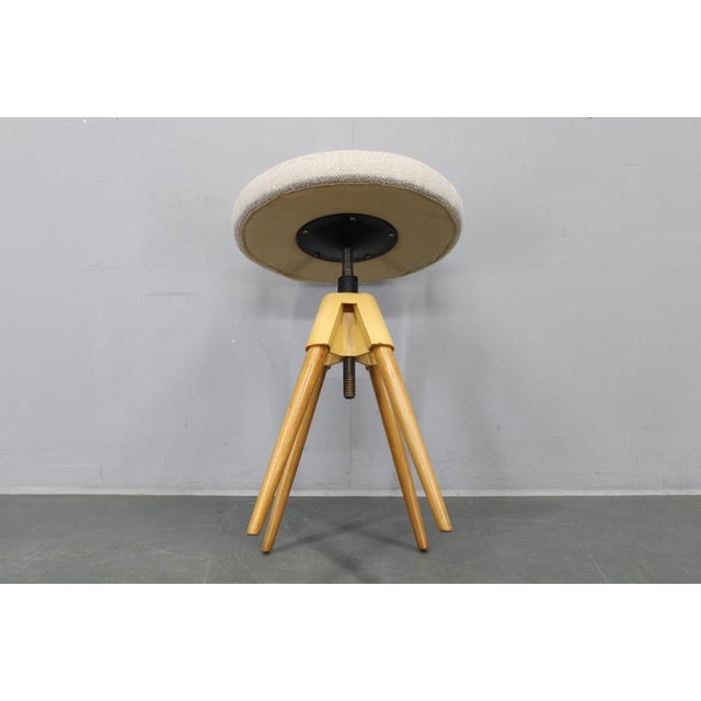 Tan Mid-Century Swivel Piano Stool, Czechoslovakia, 1970s For Sale - Image 8 of 9