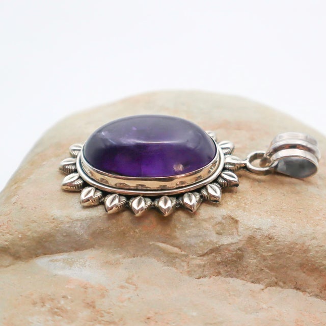 Vintage Amethyst With Sterling Silver Starburst Pendant For Sale In Phoenix - Image 6 of 8