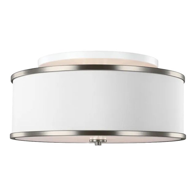 Sean Lavin By Visual Comfort Studio Lennon Medium Semi-Flush Mount in Satin Nickel For Sale