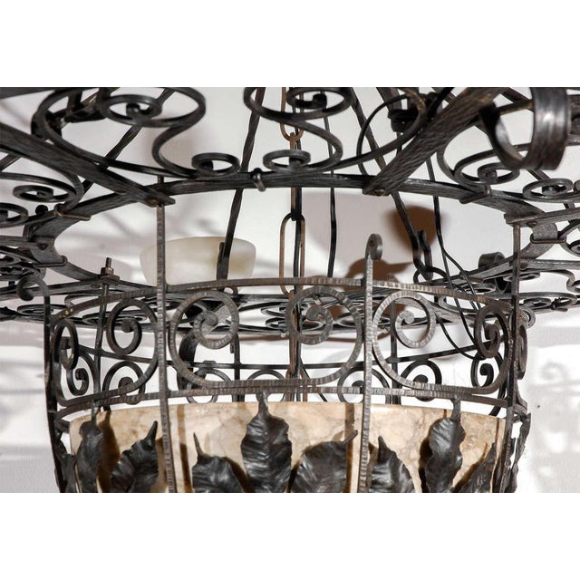 French Iron and Alabaster Fixture For Sale - Image 4 of 10
