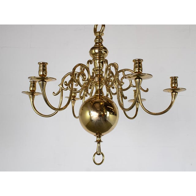 1940s Dutch Brass Rembrandt Chandelier with Six Arms, 1940s For Sale - Image 5 of 8