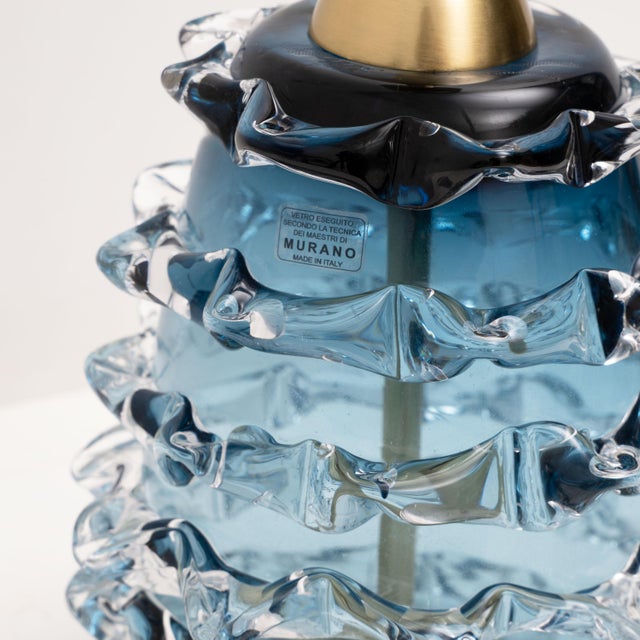 Blue Rostrato Murano Glass Table Lamps, 2000, Set of 2 For Sale - Image 6 of 7