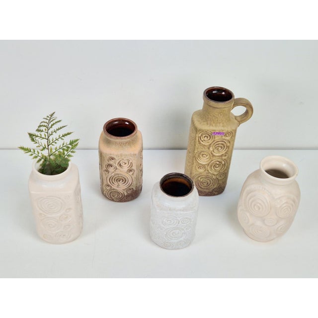 Set of 5 vintage scheurich jura fossil vases bax vases mid-century west germany pottery 1970s these original vintage vases...