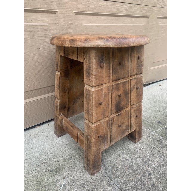 Early 20th Century Early 20th Century Rustic Folk Art Wooden Stool or Side Table For Sale - Image 5 of 9
