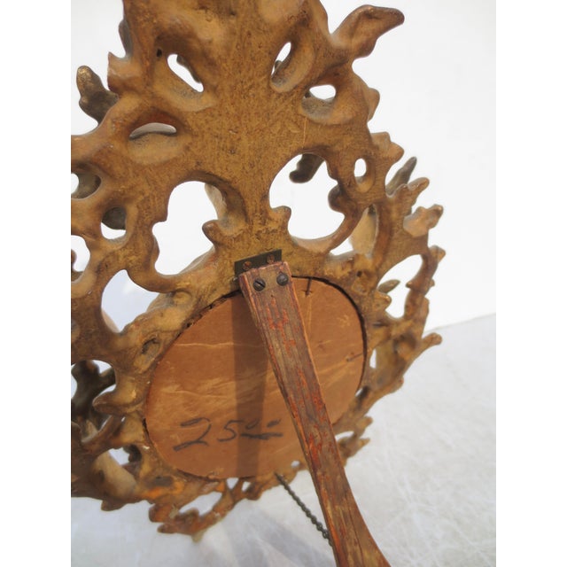 Gold Antique Porcelain Maiden in Gilt Wood Frame Circa 1880s For Sale - Image 8 of 11