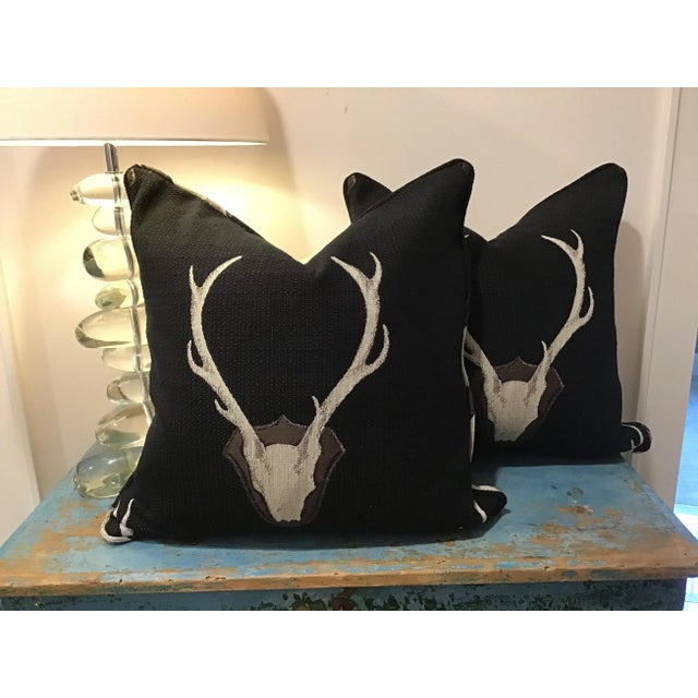 “Uncle Buck” Charcoal Gray Antler Pillows with Inserts - a Pair For Sale In Atlanta - Image 6 of 7