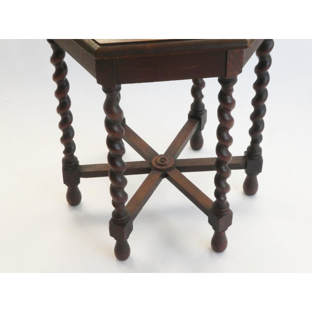 1920s Hexagonal Antique Wooden Barley Twist Table, 1920s For Sale - Image 5 of 7