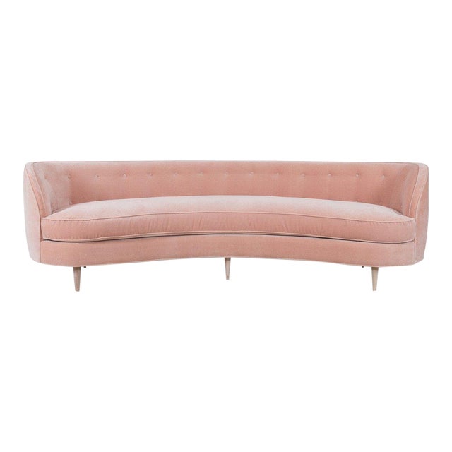 St. Tropez 2 Curved Sofa in Blush Pink Velvet Chairish