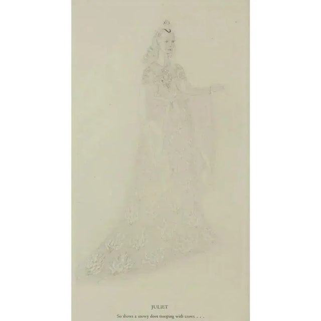 Set X 6 Romeo & Juliet Lady Capulet C1936 Theatrical Costume Plates by Oliver Messel Provenance: The Susie Hilfiger Collection For Sale In New York - Image 6 of 16