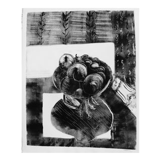 "Kitchen in Black and White" Contemporary Modern Monotype by Martha Holden For Sale