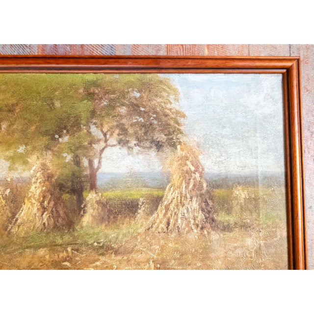 Textile 20th Century American Tonalist Fall Landscape With Corn Stalks by William Charles Stevens For Sale - Image 7 of 15