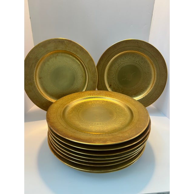Ceramic Late 20th Century Bernardaud Limoges Villiers Fine-Gold Encrusted Service Plates - Set of 18 For Sale - Image 7 of 8