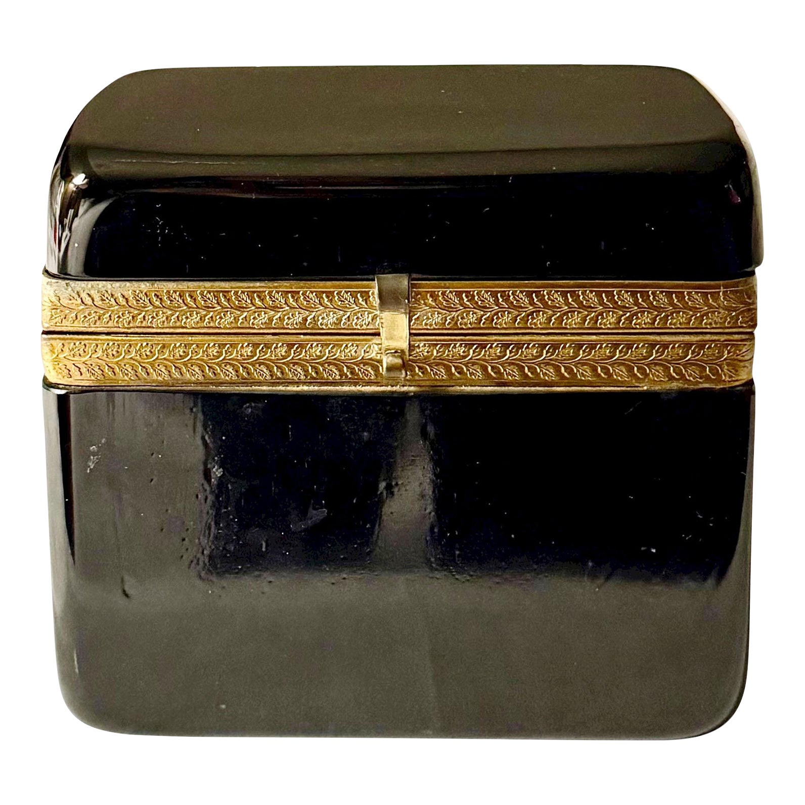 Mid 20th Century Black Opaline Box | Chairish