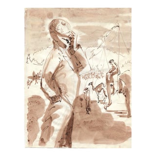 1955 Marianna Van Rossen Hoogendyk Camel Race Watercolor For Sale