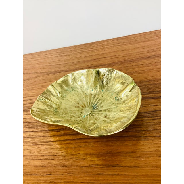 Vintage Brass Lotus Leaf Molded Trinket Tray For Sale In Las Vegas - Image 6 of 9