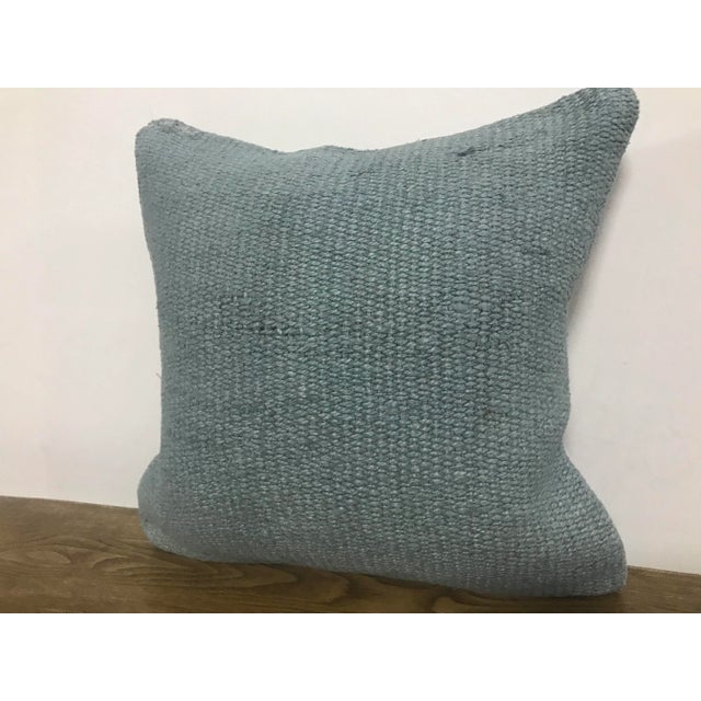 Boho Chic Turkish Blue Ethnic Handmade Hemp Kilim Pillow Cover For Sale - Image 3 of 6