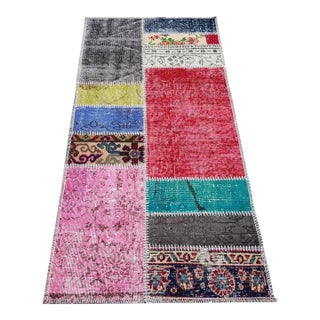 Mid 20th Century Hallway Anatolian Floral Rug For Sale