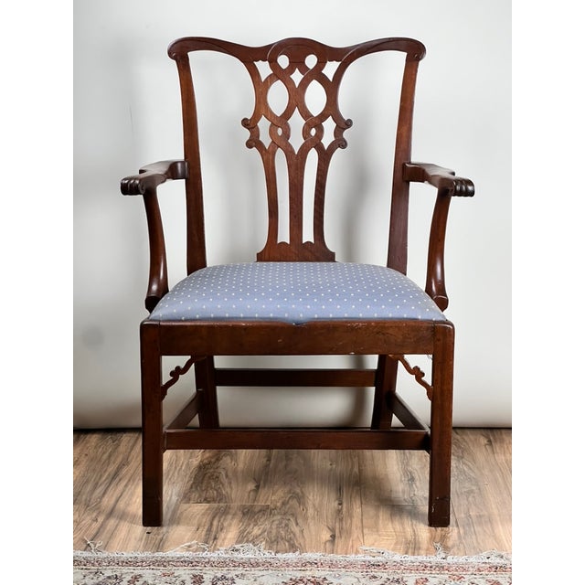 English Antique Chippendale Walnut Open Arm Chair C. Late 18th Century For Sale - Image 3 of 12