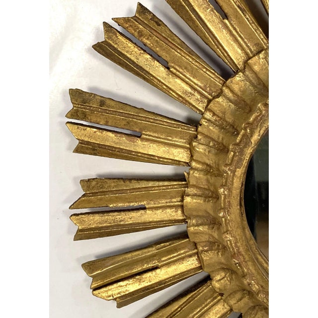 Mid 20th Century French Gilt Sunburst or Starburst Mirror (Diameter 15 5/8) For Sale - Image 5 of 12