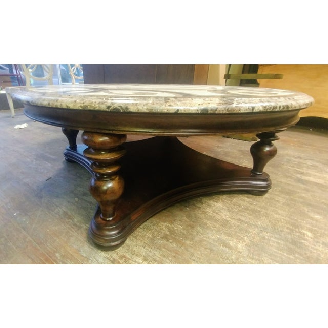 Thomasville Furniture Hills of Tuscany Round Stone Top Cocktail Table