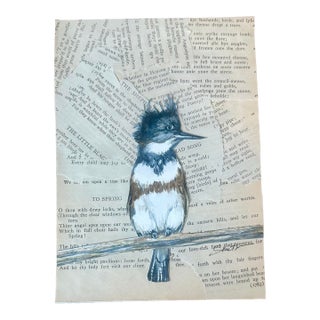 “Kingfisher in Spring” Signed Original Mixed Media by Nancy Smith For Sale