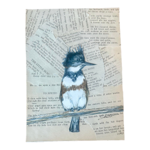 “Kingfisher in Spring” Signed Original Mixed Media by Nancy Smith