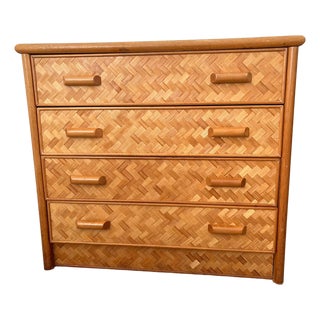 Mid-Century Rattan Cane Chest of Drawers with Lattice Cane Finish For Sale