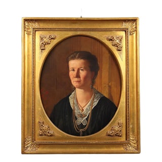 Female Portrait, 19th Century, Oil Painting on Canvas, Framed For Sale
