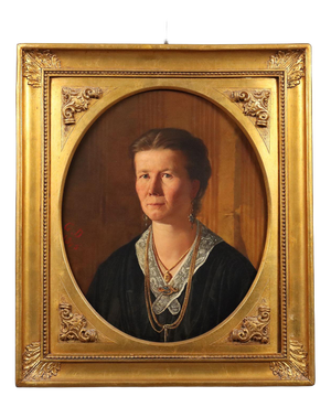 Female Portrait, 19th Century, Oil Painting on Canvas, Framed