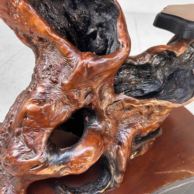 Mid-Century Modern Japanese Burl Wood Plant Stand, 1920s For Sale - Image 3 of 16