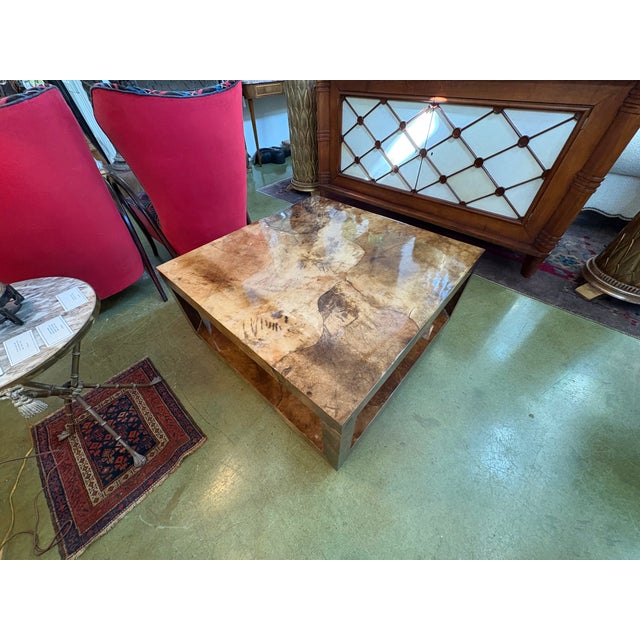 1980s Karl Springer Attributed Lacquered Goatskin Cocktail Table For Sale - Image 12 of 12