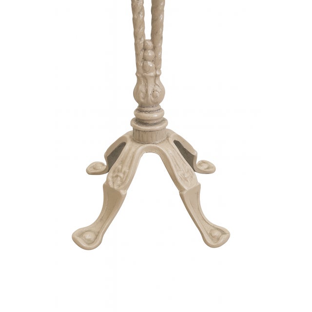 Art Deco Antique Cast Iron Pedestal Ashtray Stand — 1920s–40s Twisted Rope Design For Sale - Image 3 of 3