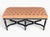 French Provincial 1960s Louis XVI Style Ebonized Bench With Tufted Coral Jacquard Upholstery For Sale - Image 3 of 10