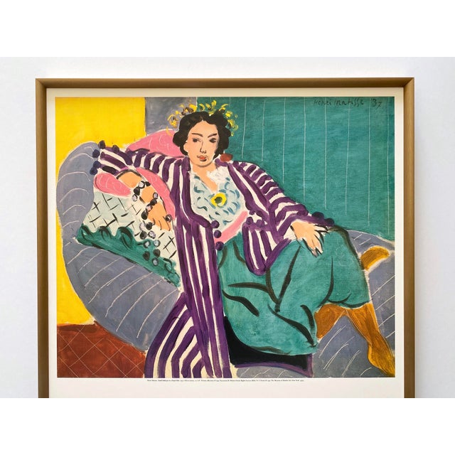This Henri Matisse rare vintage 1992 offset lithograph print custom framed exhibition poster " Small Odalisque In A Purple...