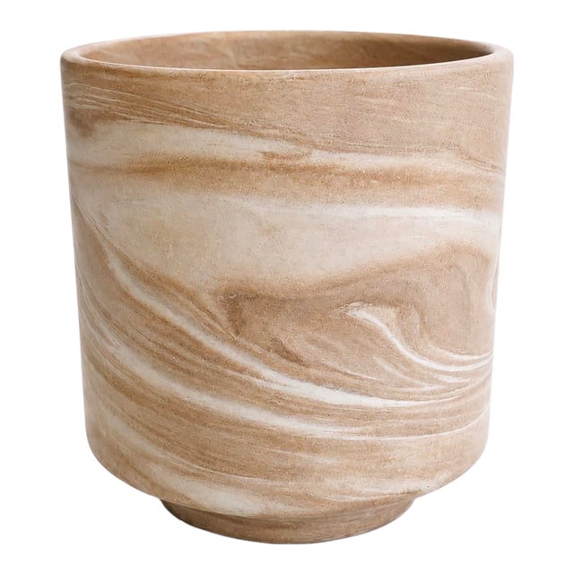 1990s Handmade Italian Terracotta Marbleized Planter by Conley Exclusive, Florence Italy For Sale