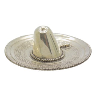 Vintage Mexican Handmade Genuine Sterling Silver 925 Traditional Sombrero Hat Figurine by Unknown for Unknown, 1970s For Sale