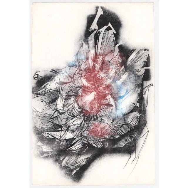 Mixed media lithograph by German artist Hella Fischer-Thorer (1928 - 1978). Signed and numbered 1 of 5 on the back.