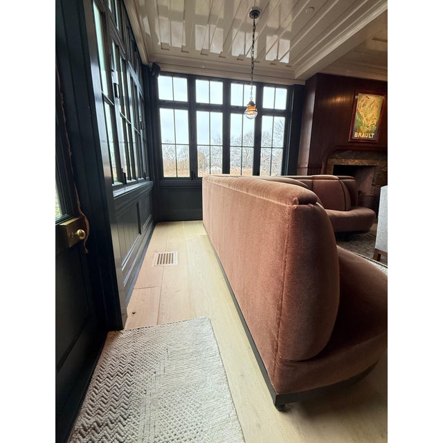 Custom Mohair Velvet Banquette Sectional For Sale - Image 9 of 16