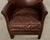French Art Deco Style Cigar Leather Wing Back Club Chair For Sale - Image 12 of 17