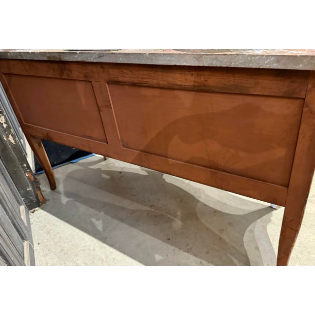 Antique French Louis XV Style Bleached Serpentine 2 Drawer Commode With Marble Top and Ornate Brass Accents - Circa 1900 For Sale - Image 12 of 12