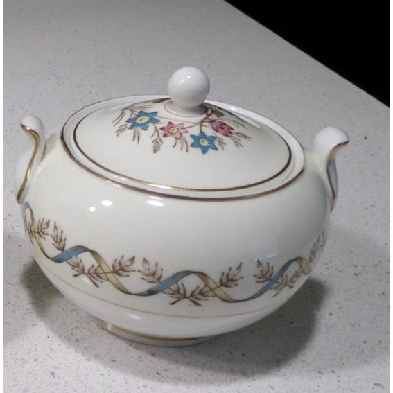 Elegant **Wedgwood Sandringham Blue** covered sugar bowl, beautifully crafted in fine English china and showcasing the...