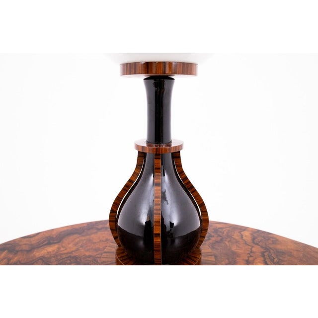 Art Deco Lamps in Wood, Ceramic, and Glass, Poland, 1950s, Set of 2 For Sale - Image 4 of 6