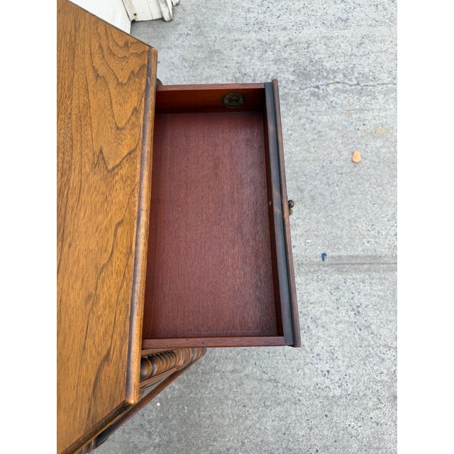Antique Berkey & Gay Jacobean Revival Carved Walnut Console Table, Gimbel Brothers New York For Sale - Image 10 of 12
