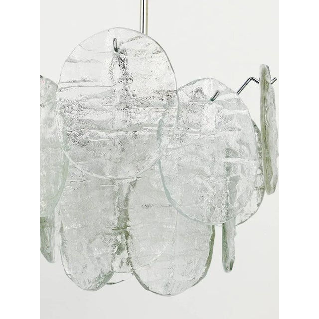 Metal Mid-Century Blatt Ice Glass Disc Chandelier from Kalmar, Austria, 1960s For Sale - Image 7 of 11