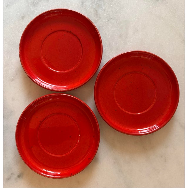 Set of 9 Red Gerz West Germany Pottery Saucers For Sale - Image 4 of 9
