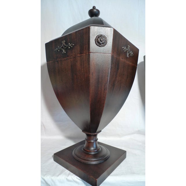 Traditional Mid 19th Century Regency-Style Mahogany Cutlery Urns - a Pair For Sale - Image 3 of 10