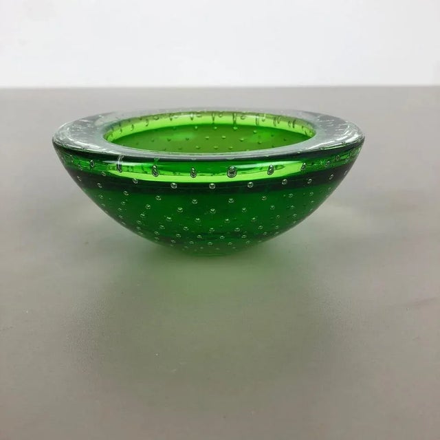 Green Bullicante Murano Glass Ashtray, Italy, 1970s For Sale - Image 6 of 15