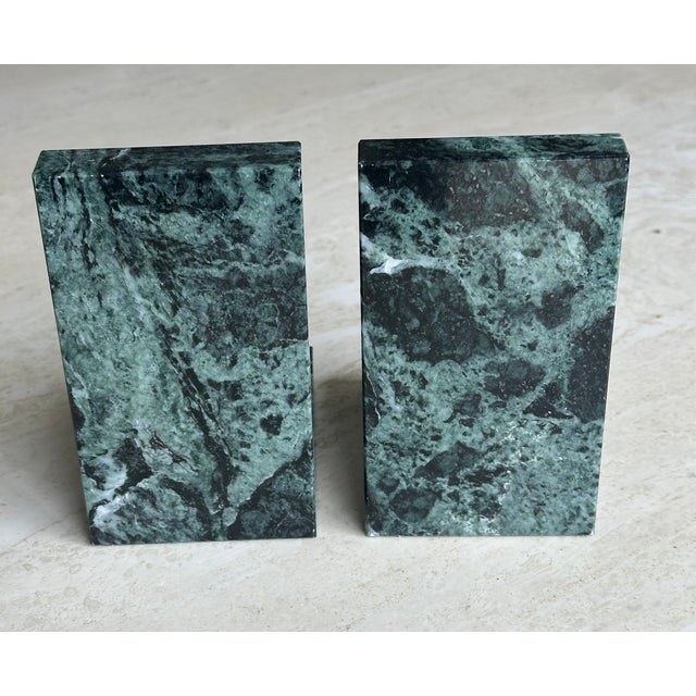 Vintage Green Marble Bookends - Pair For Sale - Image 4 of 7