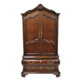 Late 20th Century Furniture Cardella Cherry Wood Bombe Armoire Wardrobe Dresser Tv Cabinet For Sale